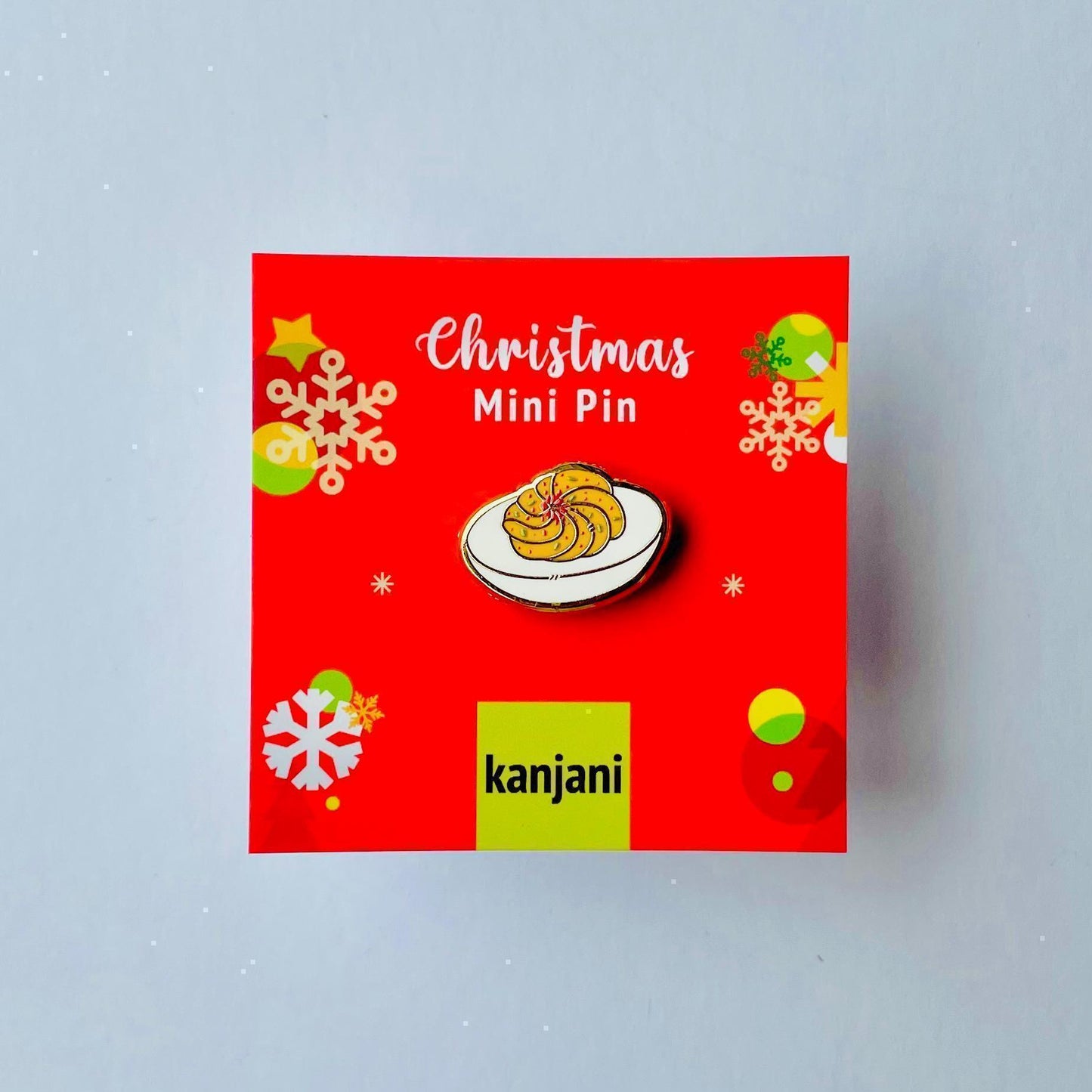 Stuffed egg deviled egg Mini cute gold enamel pin, Christmas gift, Christmas lanyard badge, gift under 15, Advent Calendar, Stocking stuffer