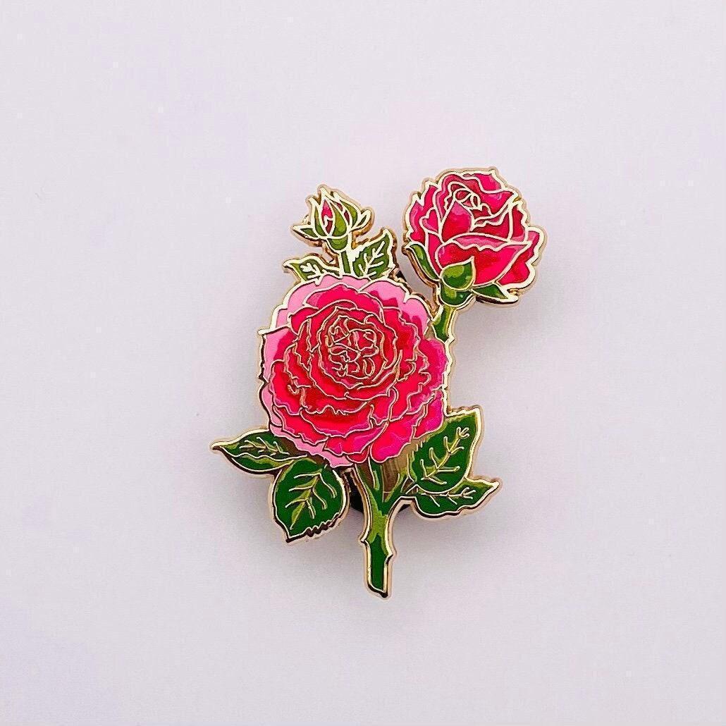 Beautiful luxury Red rose gold hard enamel pin
