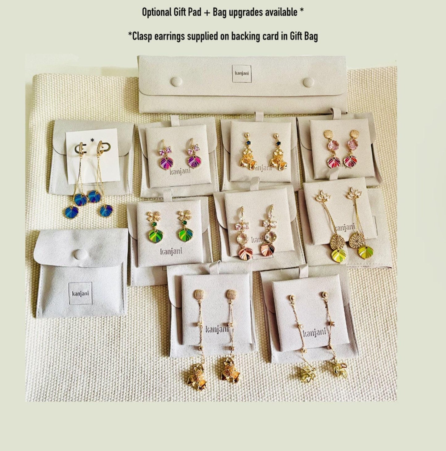 Pink Feather Drop Earrings - Gold Plated with Crystal Cubic Zirconia, Advent calendar