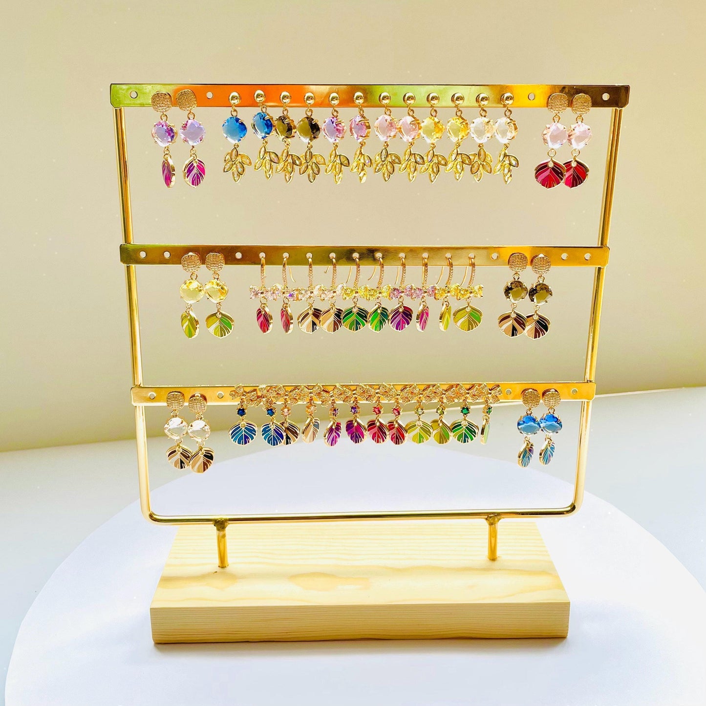 Pink Feather Drop Earrings - Gold Plated with Crystal Cubic Zirconia, Advent calendar