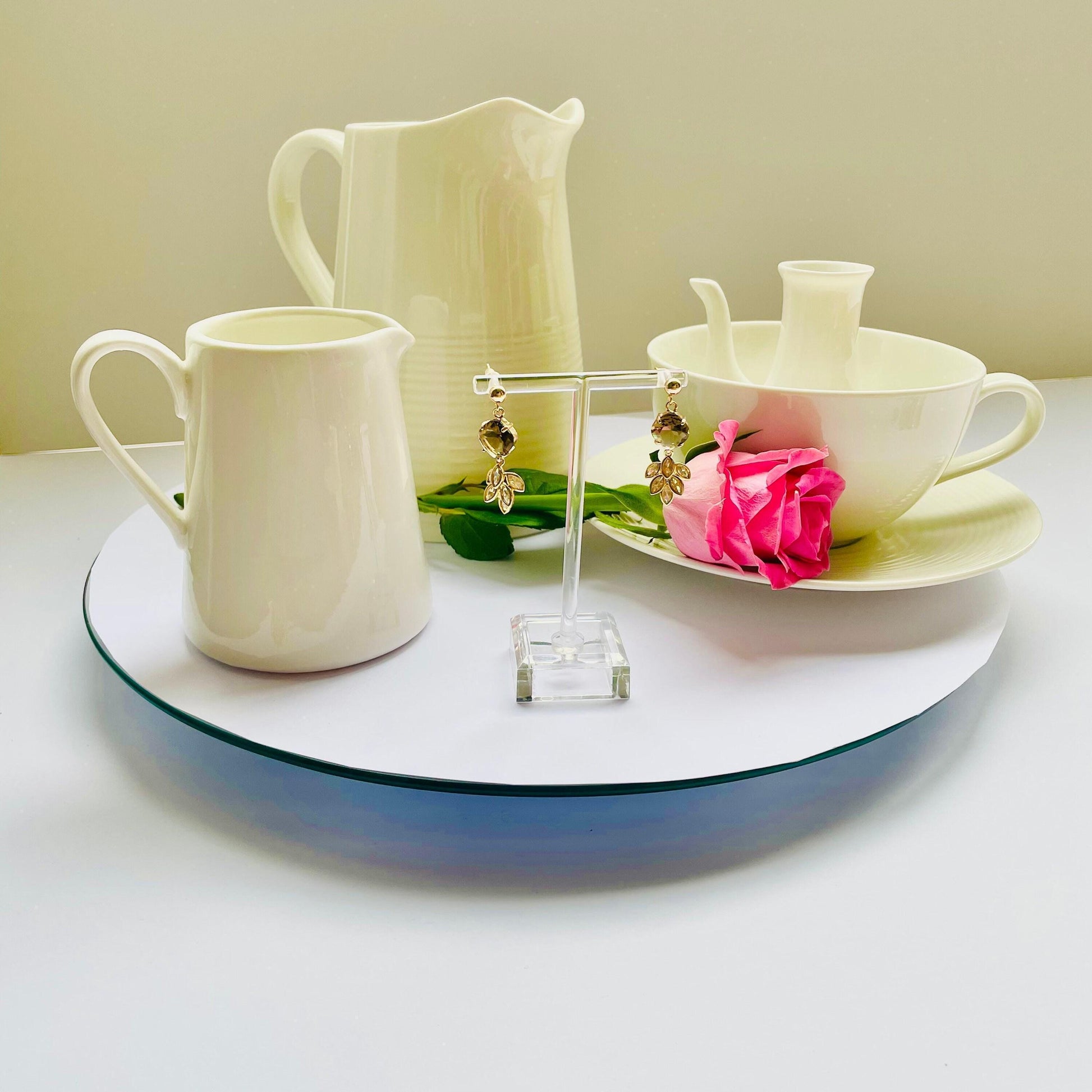 Dangle Feather Earrings: Black Coffee Crystals - Gold Plated Studs, Advent calendar