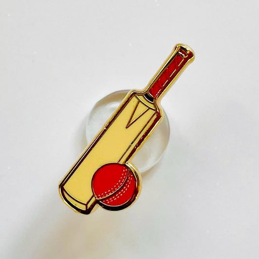 Cricket bat and ball enamel pin