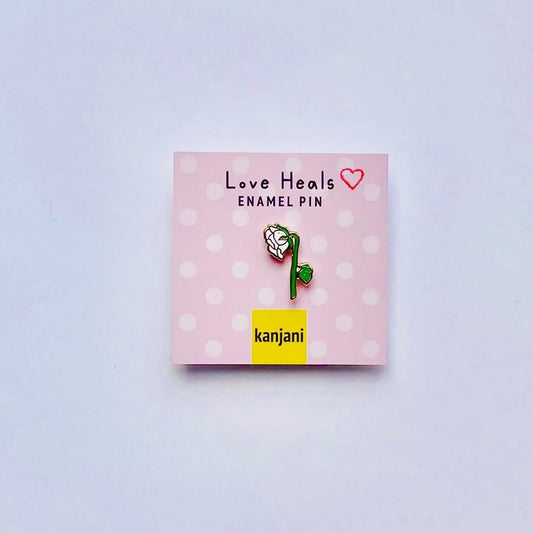 White Rose Enamel pin gift, Friend Gift under 10, June birth flower, self love