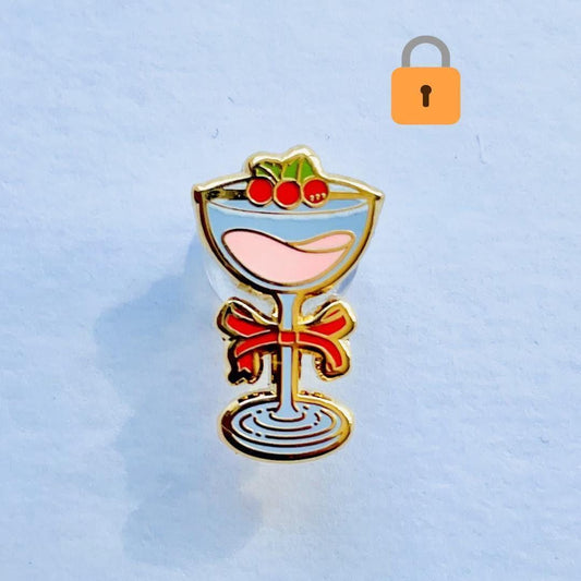 Festive cocktail mocktail gold hard enamel pin