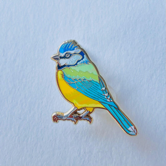 Blue Tit Enamel pin gift, Bird lapel badge, pigeon brooch, Gift him, her,