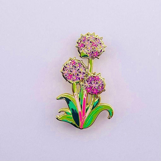 Purple allium gold hard enamel pin