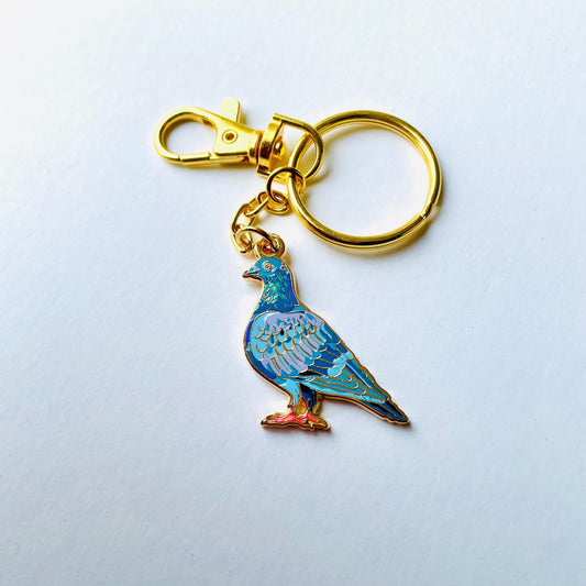 Pigeon Rock Dove gold hard Enamel keychain