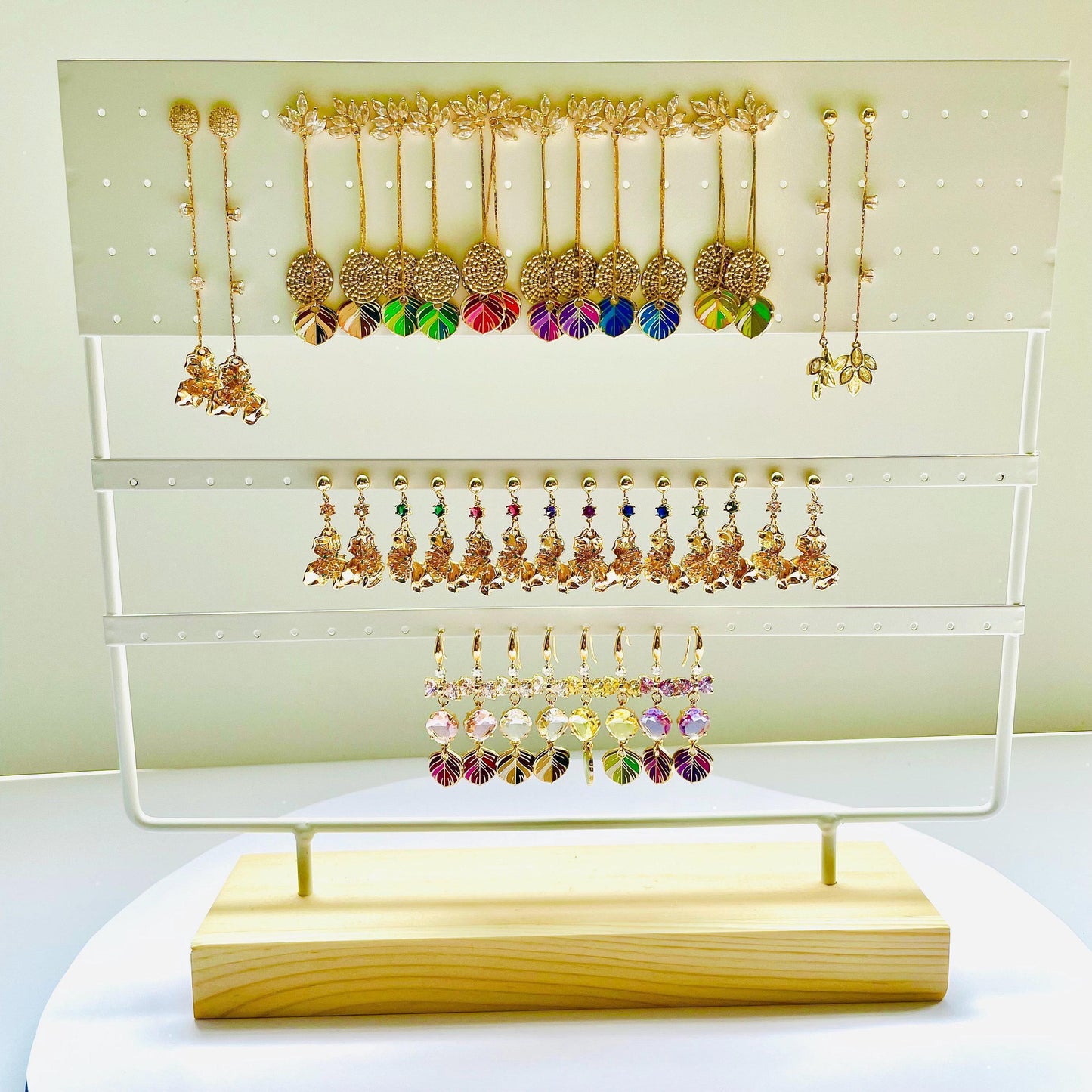 Dangle Feather Earrings: Black Coffee Crystals - Gold Plated Studs, Advent calendar