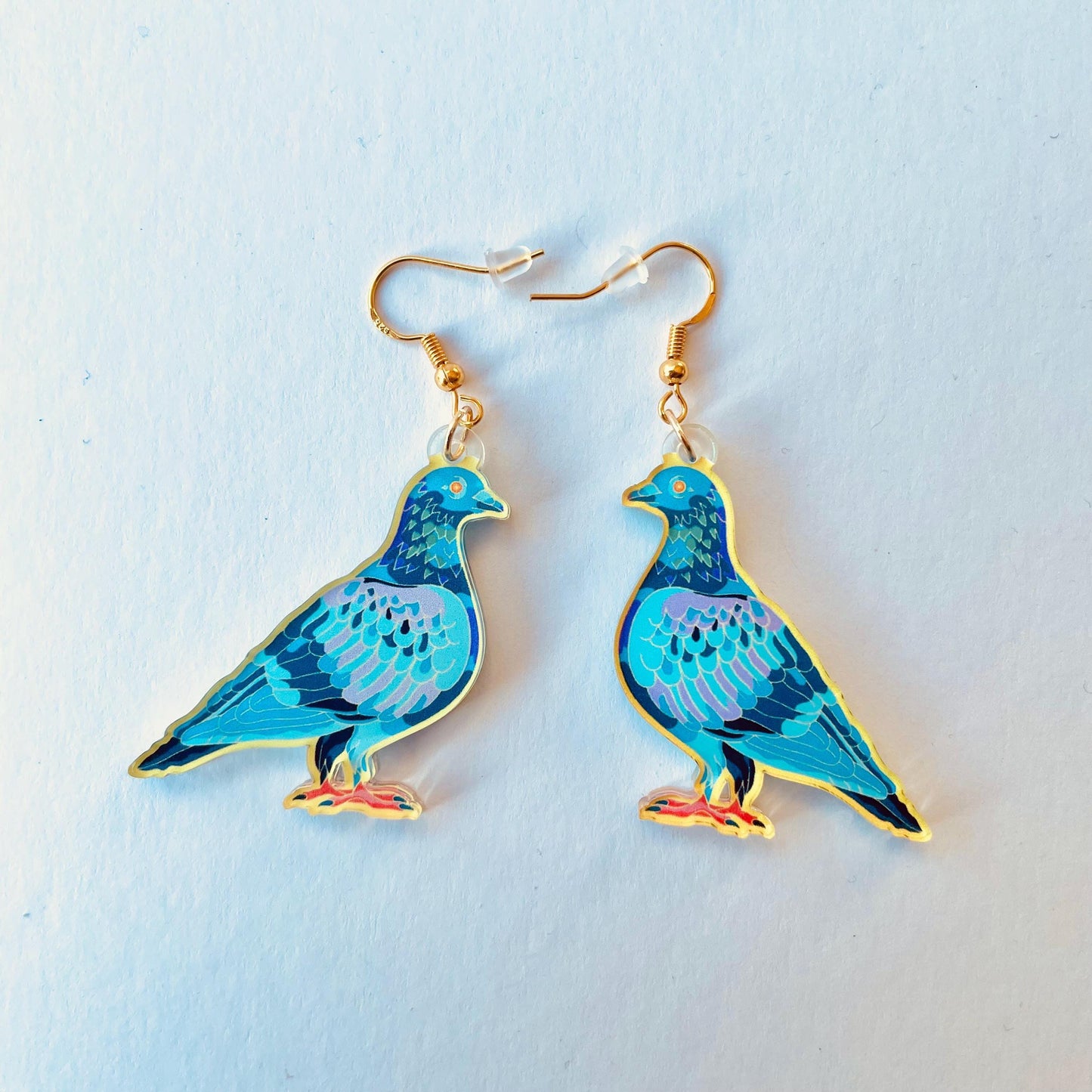Rock pigeon earrings acrylic hook