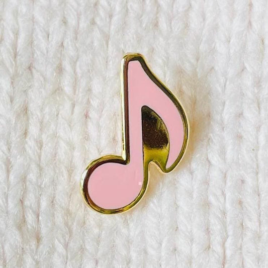 Pink quaver quarter eighth music note gold hard enamel pin badge
