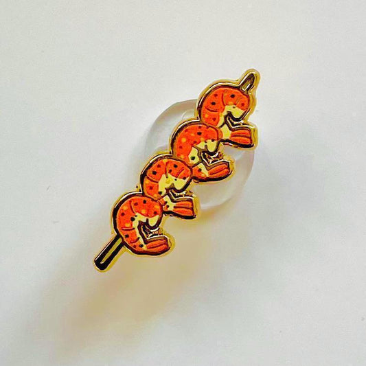 BBQ shrimp enamel pin