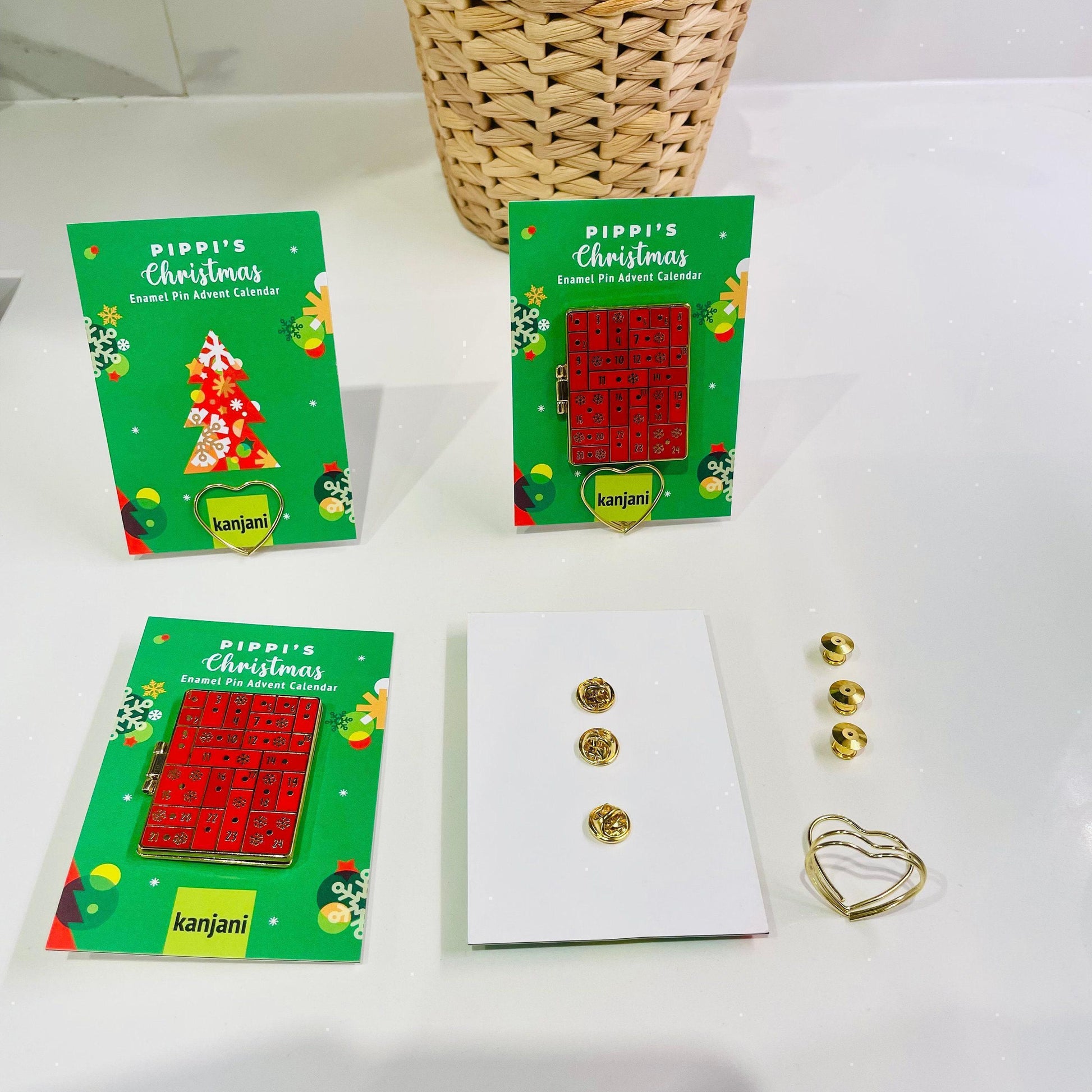 Pippi’s Hinged Christmas Reusable Advent Calendar Enamel Pin Badge | Christmas enamel pins ornament decor | Gifts under 20 | Cat lover gift