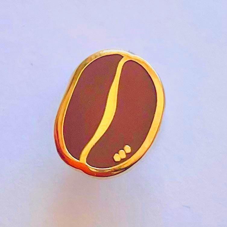 Coffee bean gold enamel pin lapel badge