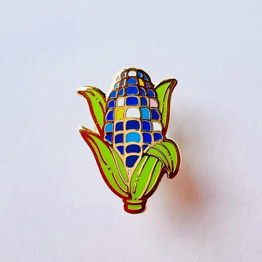 Blue Sweetcorn gold hard enamel lapel pin badge