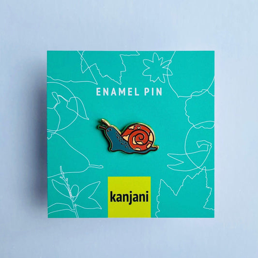 Grey and brown Garden snail gold hard enamel mini pin