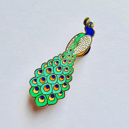 Peacock bird enamel pin