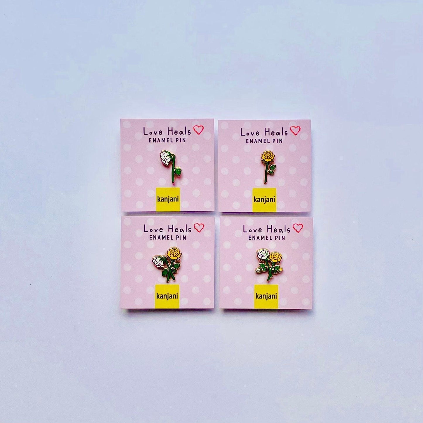 Rose Enamel Pins: Friendship, Healing Mini Pins - Set of 4