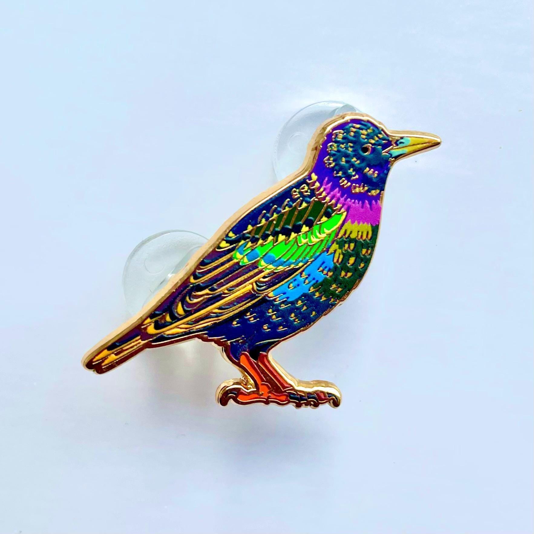 Starling Enamel pin gift, bird lapel badge