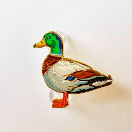 Mallard Duck gold hard enamel pin badge brooch