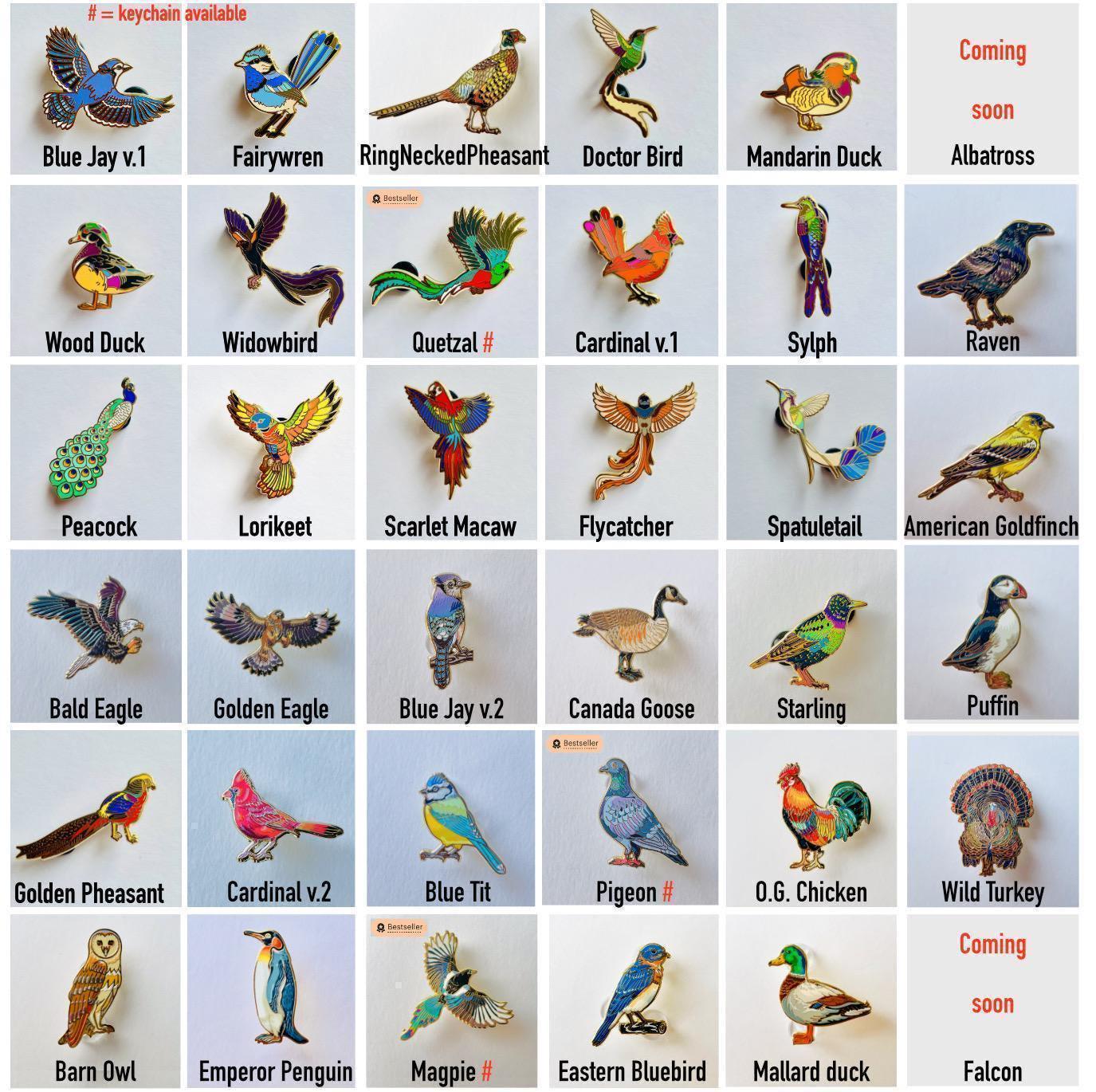 Pigeon Enamel Pin - Gold Rock Dove with Colorful Feathers, Christmas gift, stocking stuffer, Advent calendar