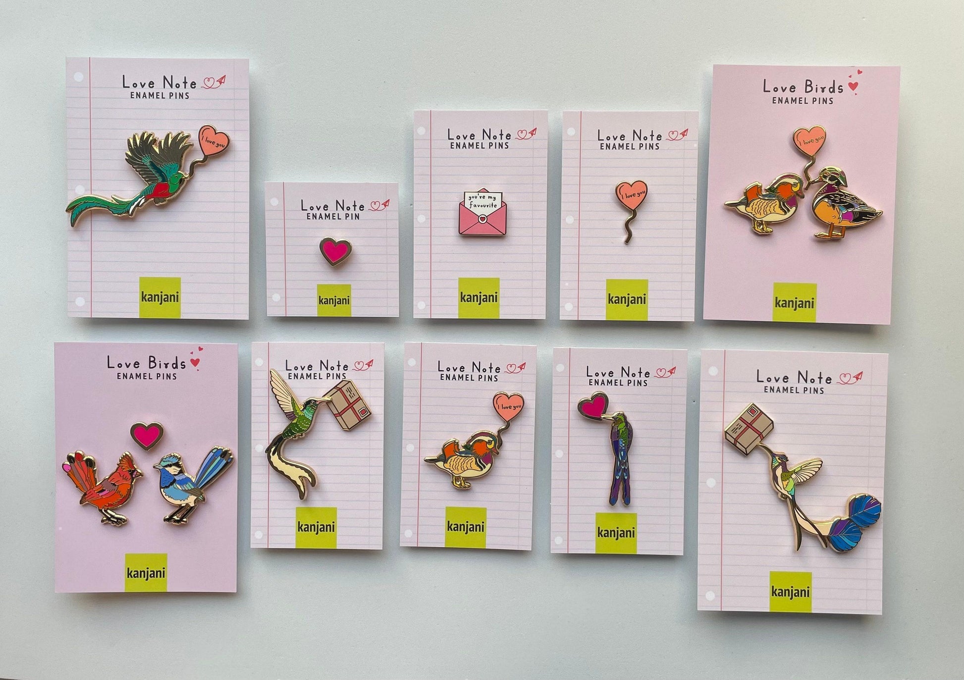 Love Birds Enamel Pin Set, Valentines Gift, Christmas gift, stocking stuffer, Advent calendar
