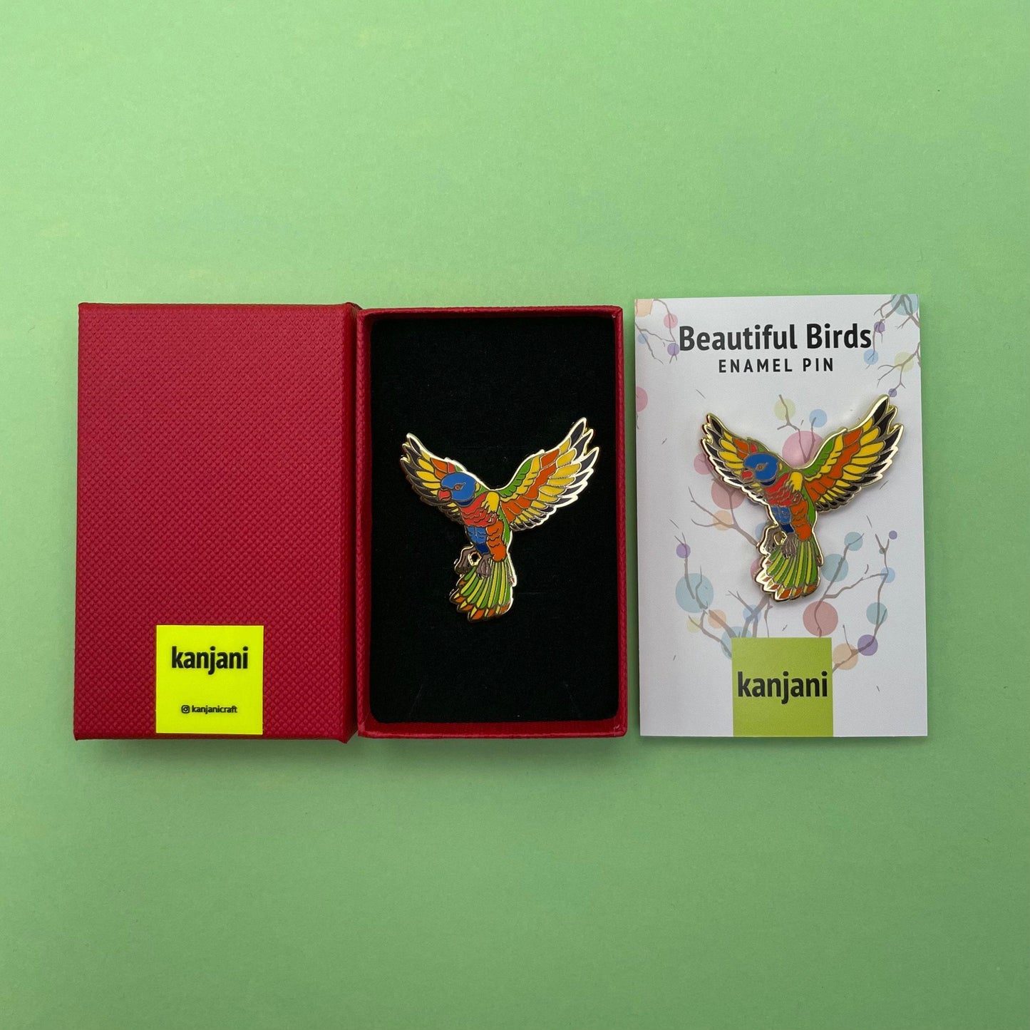 Rainbow Lorikeet Parrot Pin - Vibrant Australian Bird Badge, Christmas gift, stocking stuffer, Advent calendar