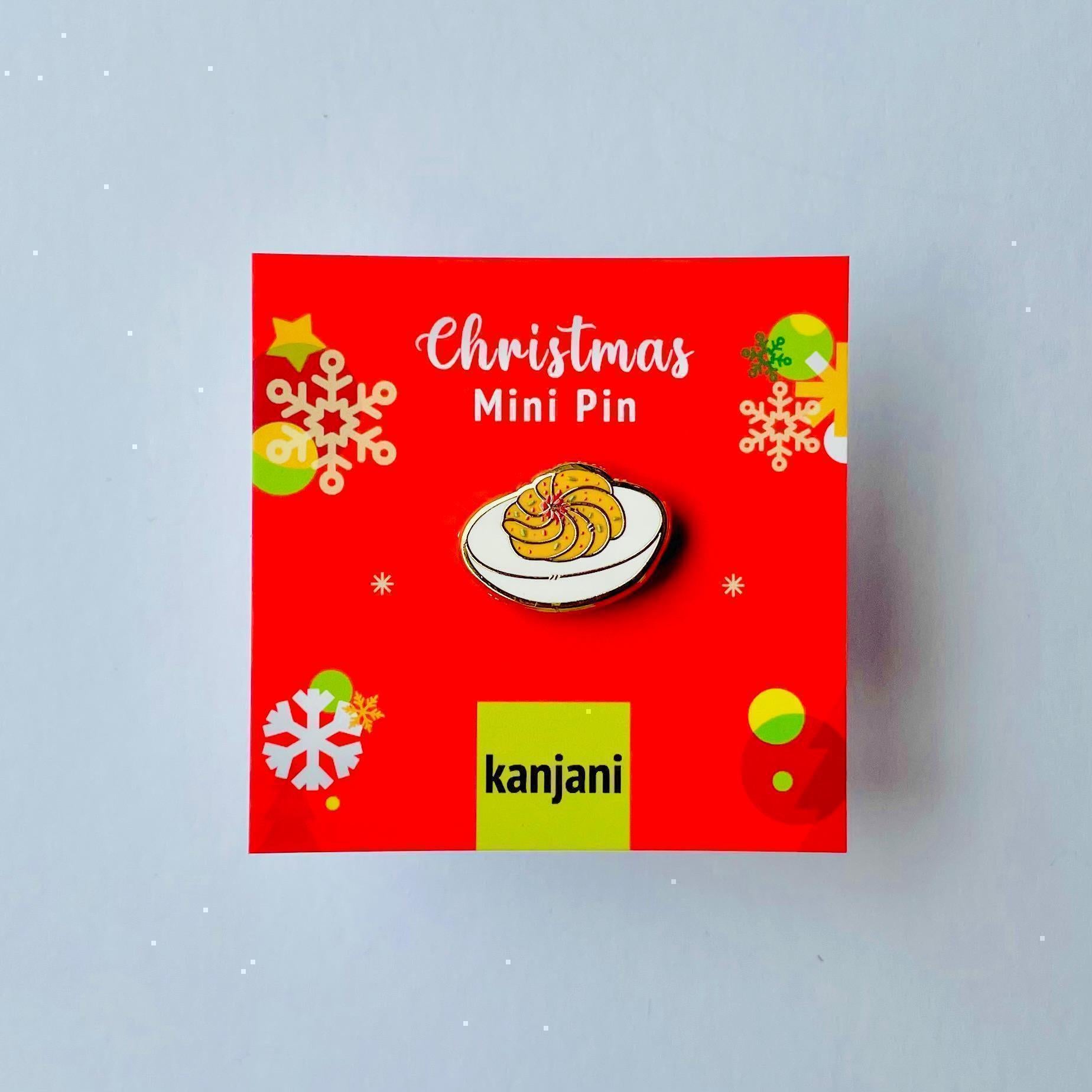 STUFFED Deviled EGG ENAMEL pin - Cute Gold Brooch for Christmas Gift, Christmas gift, stocking stuffer, Advent calendar