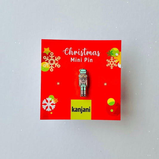 Pink and blue Nutcracker soldier gold hard enamel pin badge