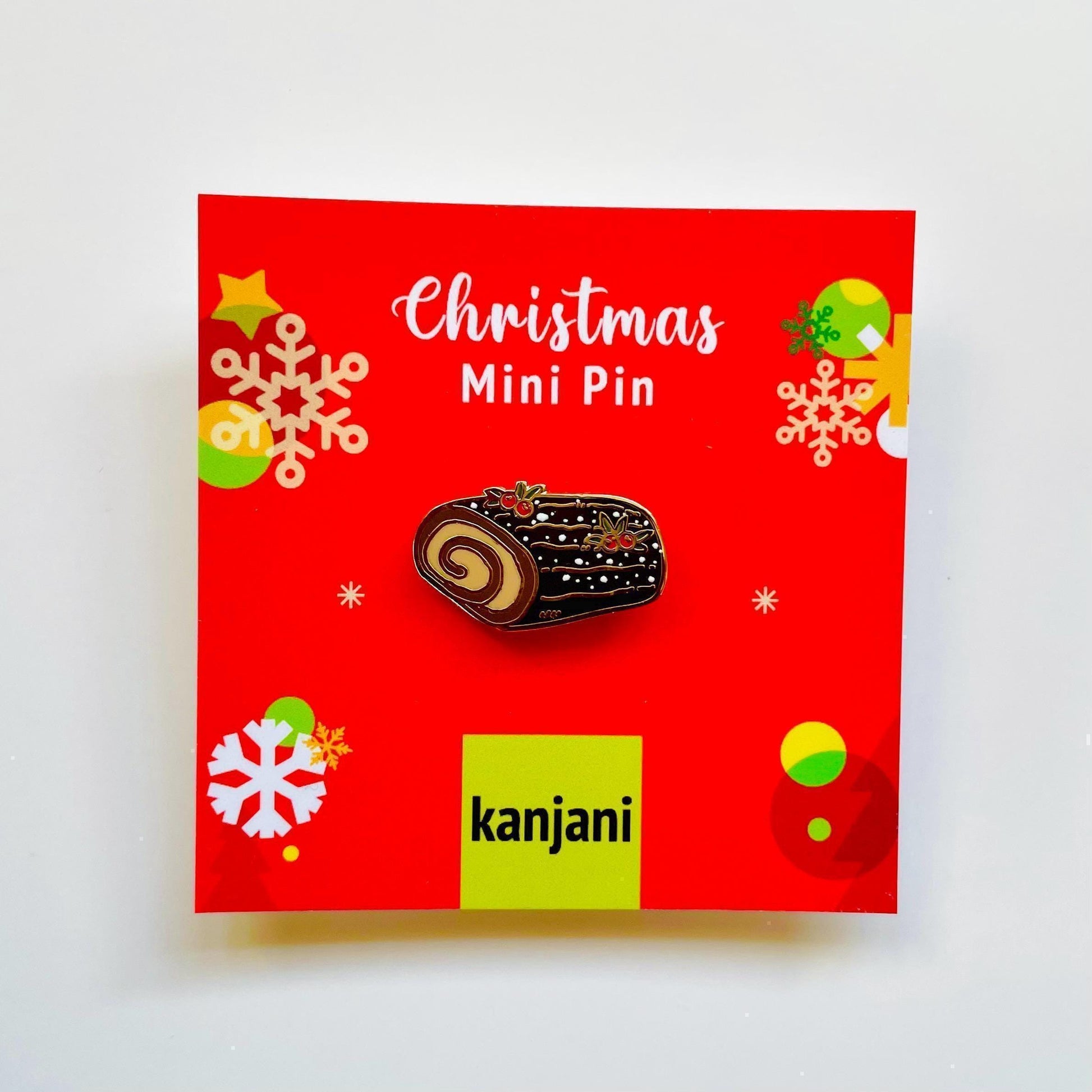 Chocolate Yule log enamel pin