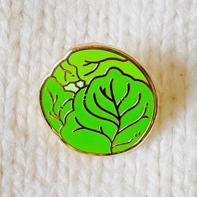 Green Christmas Brussel sprout Gold hard enamel cute mini pin