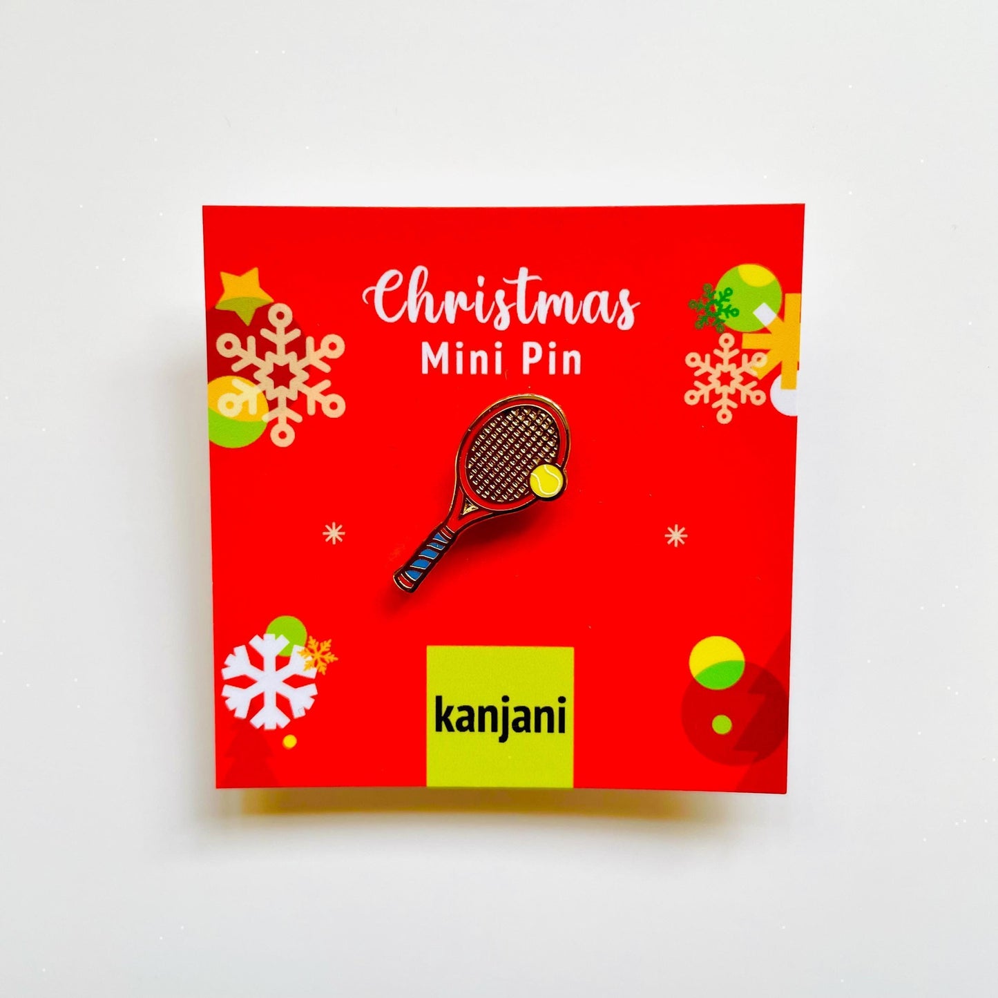 Tennis racket and ball enamel pin