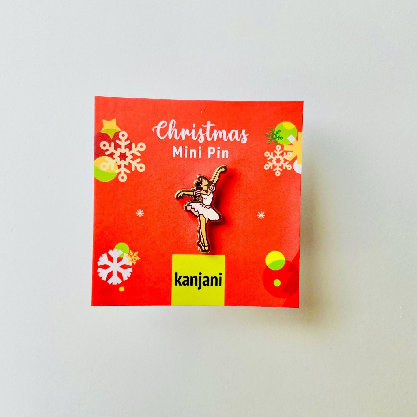 Brown South Asian Pacific Islander ballerina Princess Grace in pink tutu with tiara gold hard enamel pin