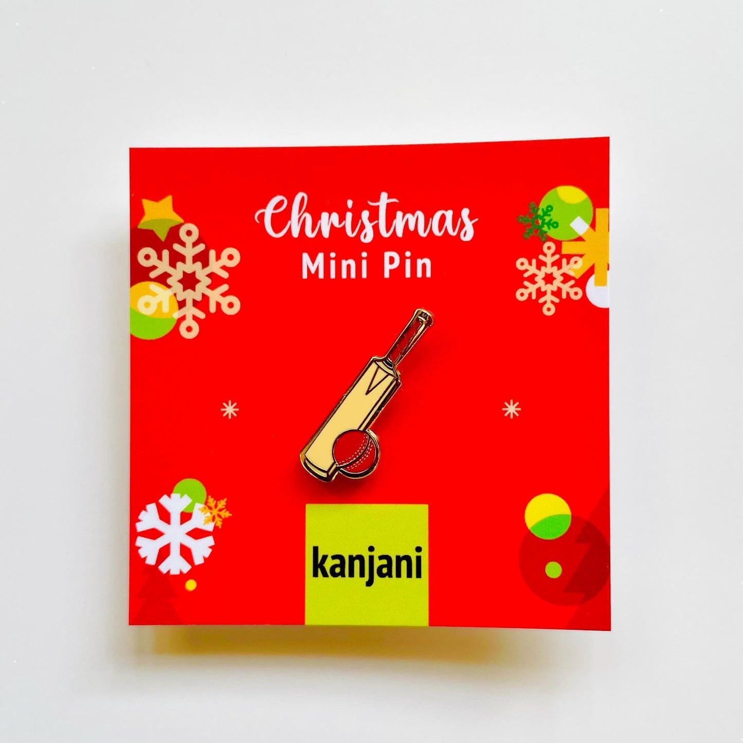 Cricket bat and ball enamel pin