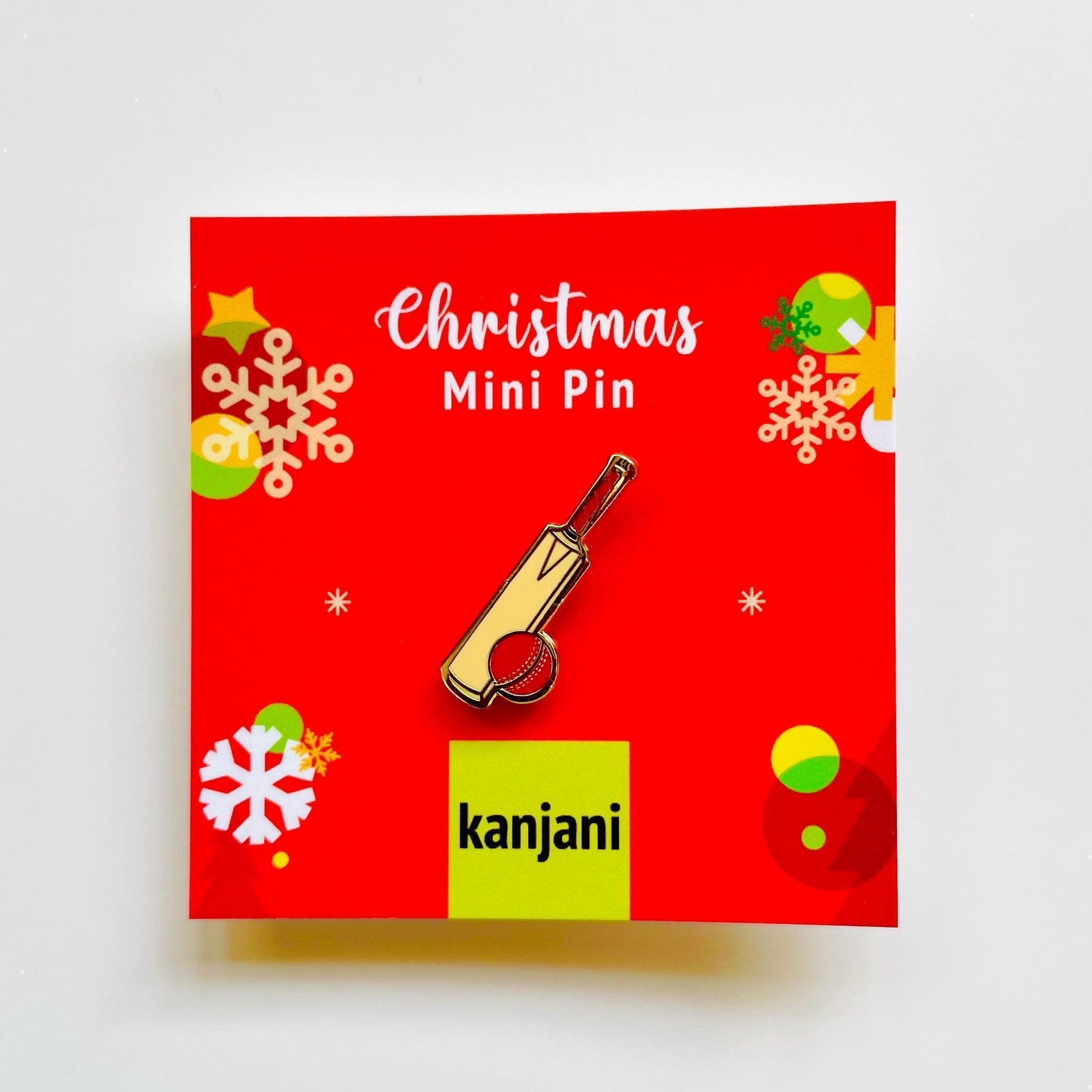 Cricket bat and ball enamel pin