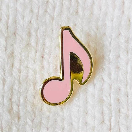 Pink quaver quarter eighth music note gold hard enamel pin badge