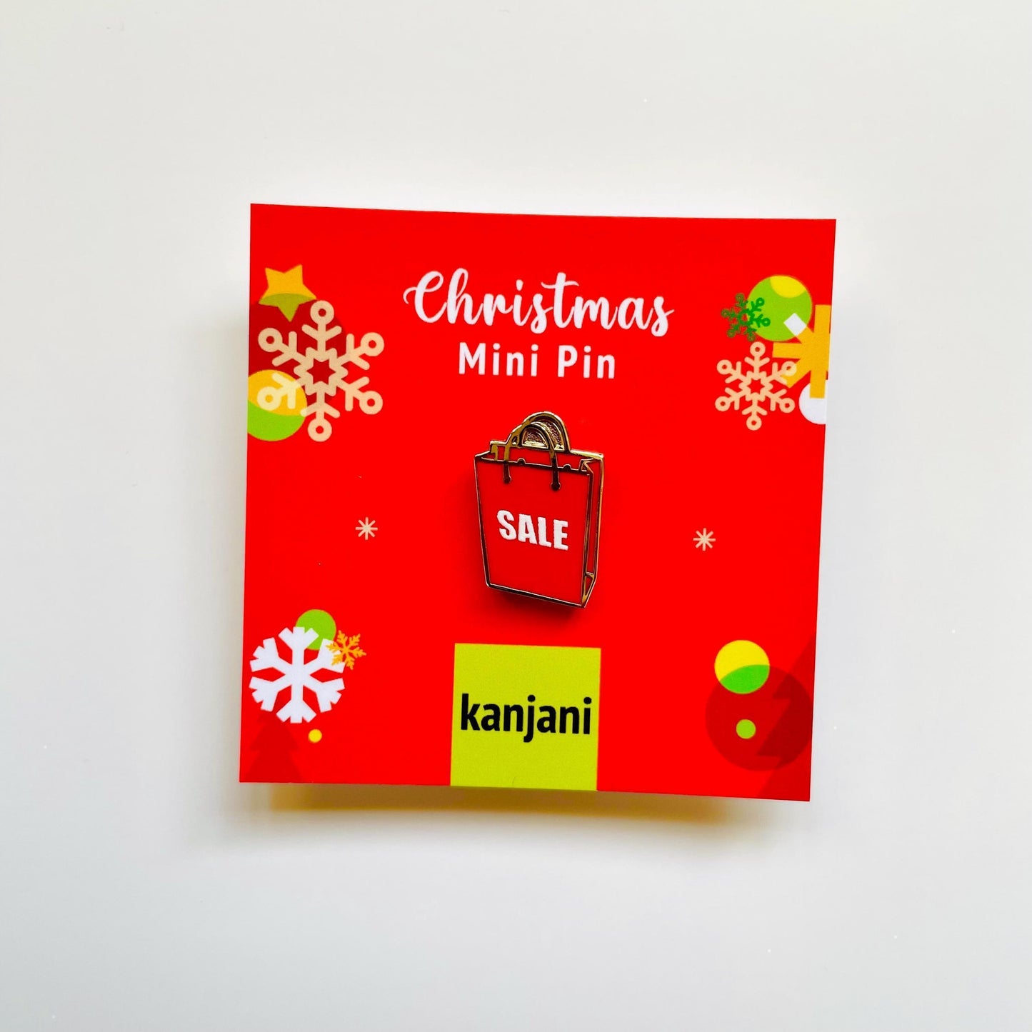 Shopping Bag Enamel Pin: Festive Christmas Winter Decor, Christmas gift, stocking stuffer, Advent calendar