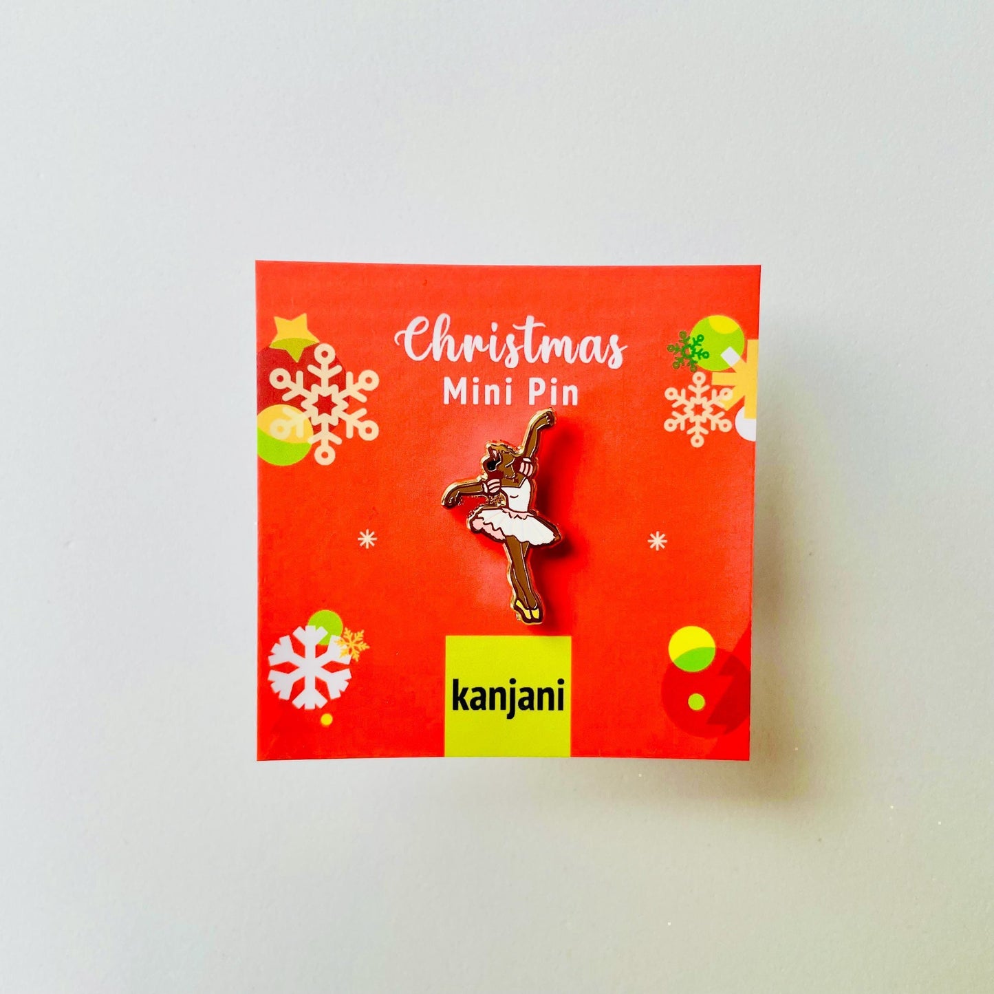 Black African American ballerina Princess Grace in pink tutu with tiara gold hard enamel pin