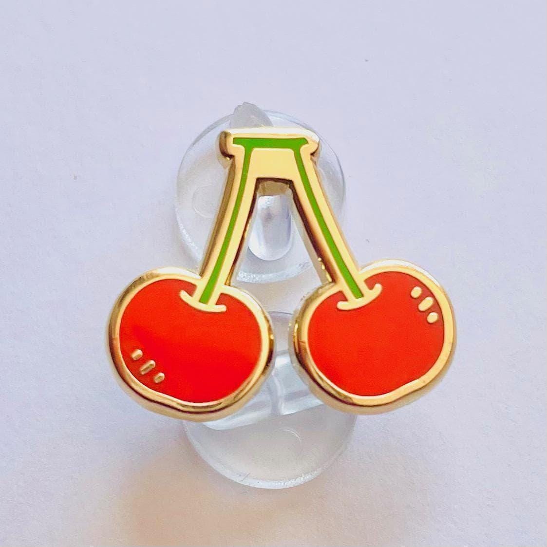Cherries gold enamel pin lapel badge