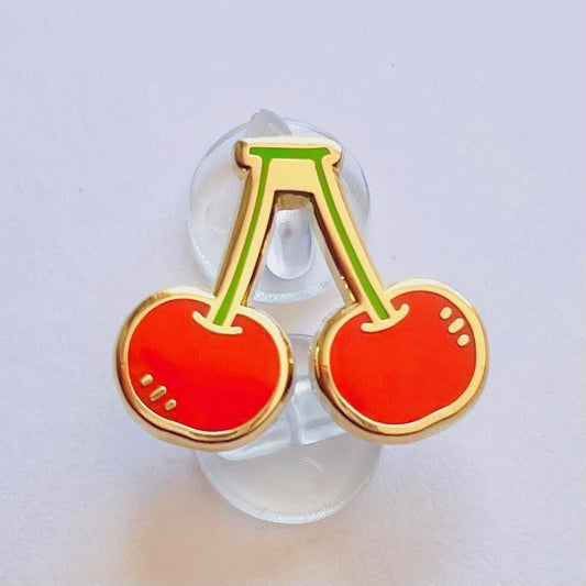 Cherries gold enamel pin lapel badge