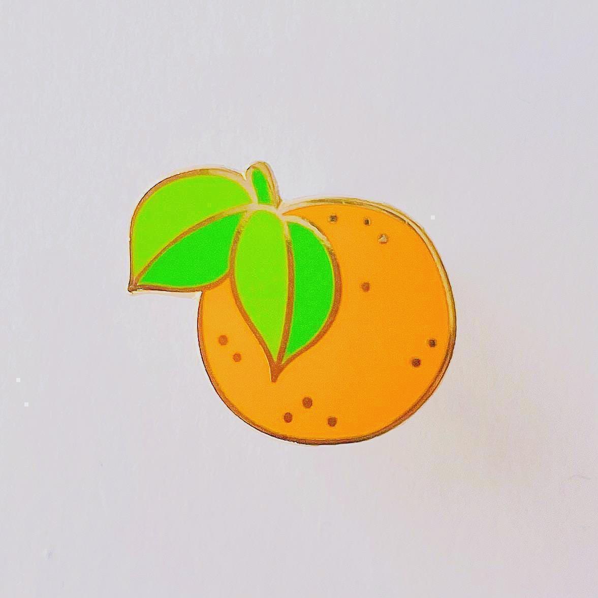 Orange clementine gold hard enamel pin badge