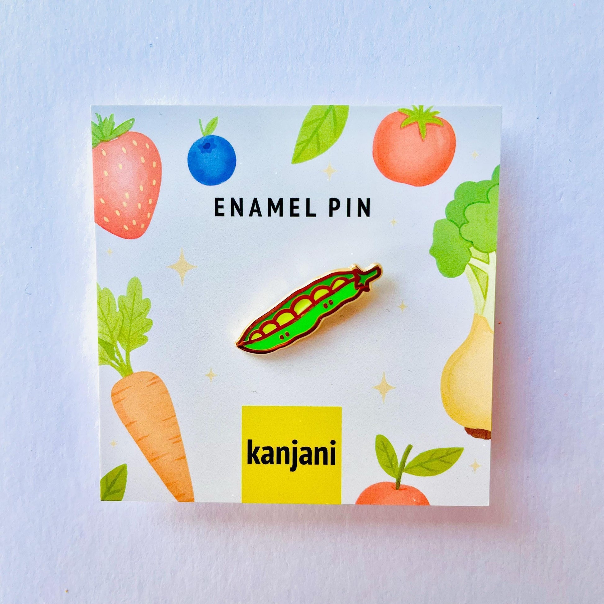 Pea pod gold hard enamel pin