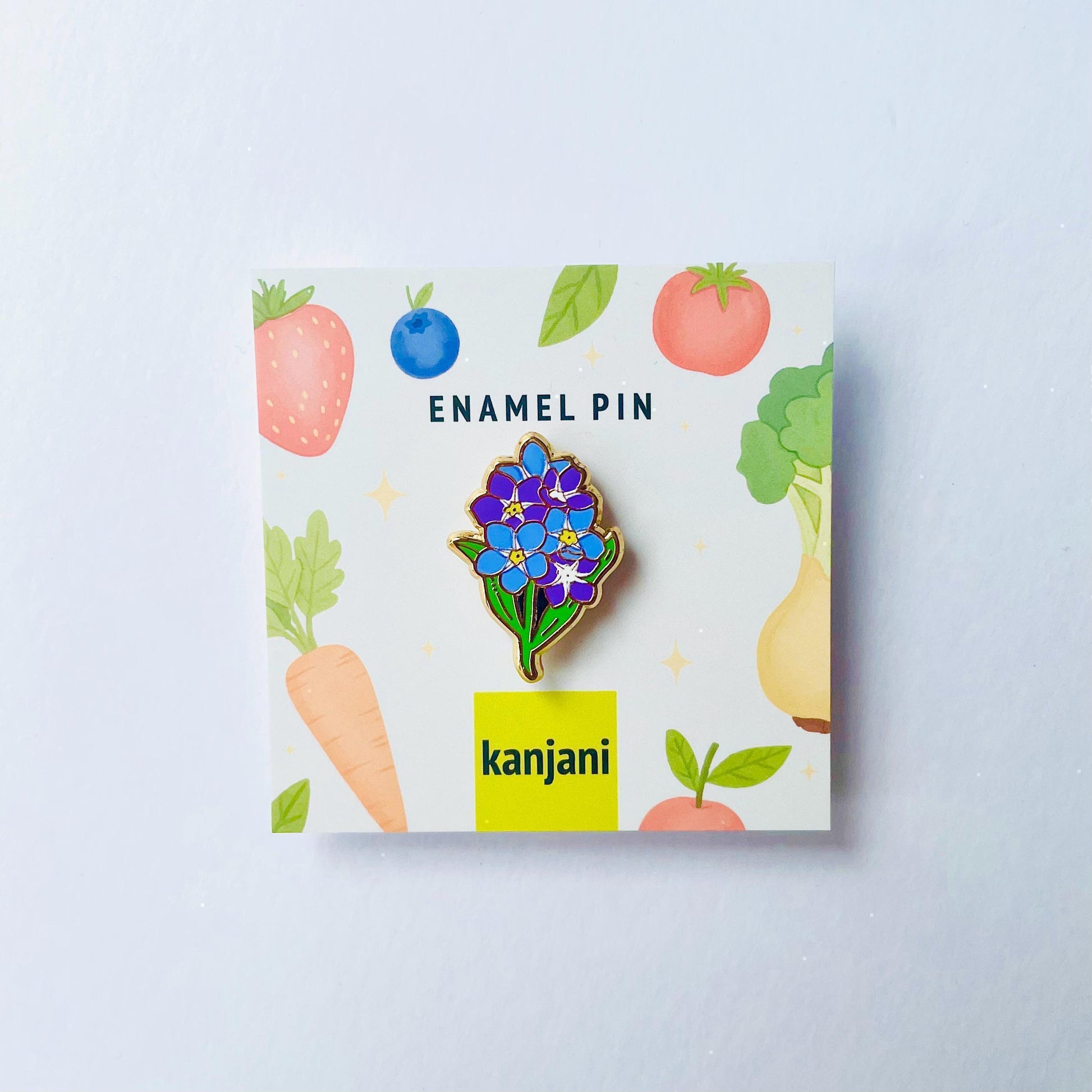 Forget me not gold hard enamel lapel pin badge