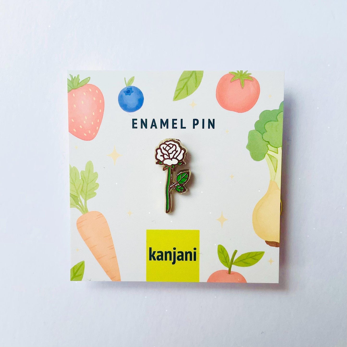 White rose gold hard enamel pin