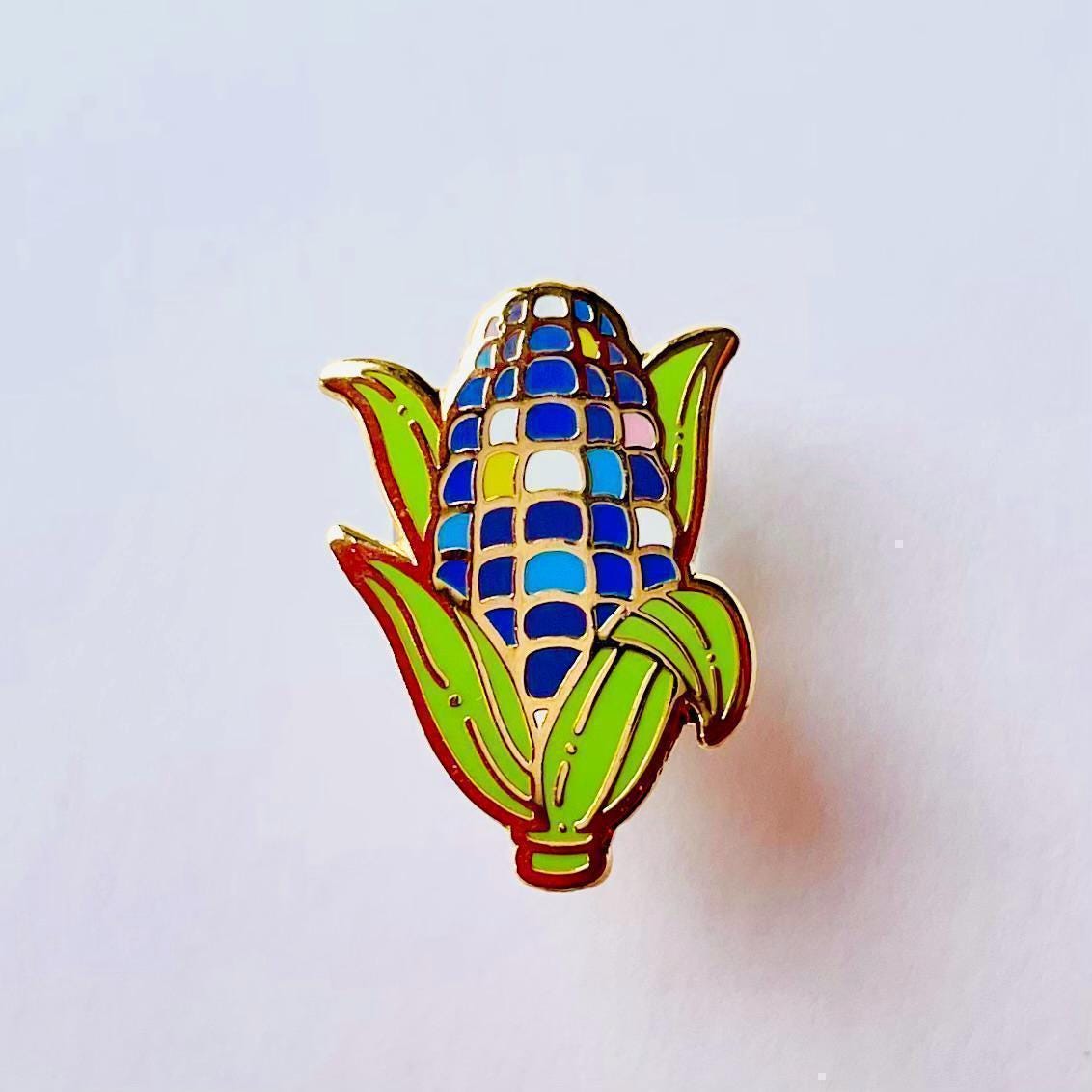 Blue Sweetcorn gold hard enamel lapel pin badge
