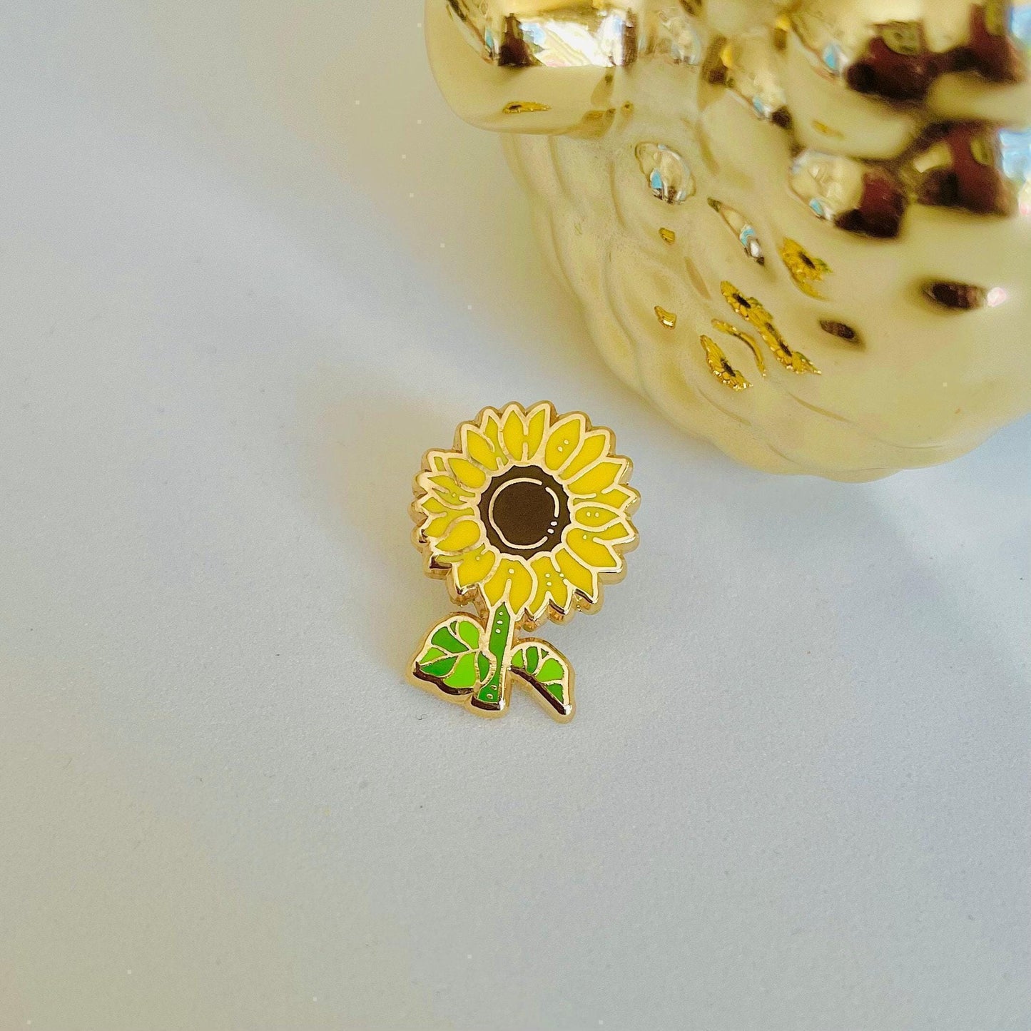 Yellow sunflower gold hard enamel mini pin