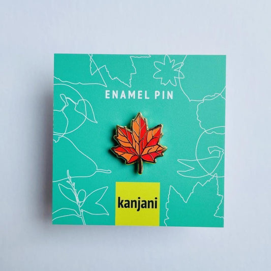 Red orange Maple leaf gold hard enamel mini pin