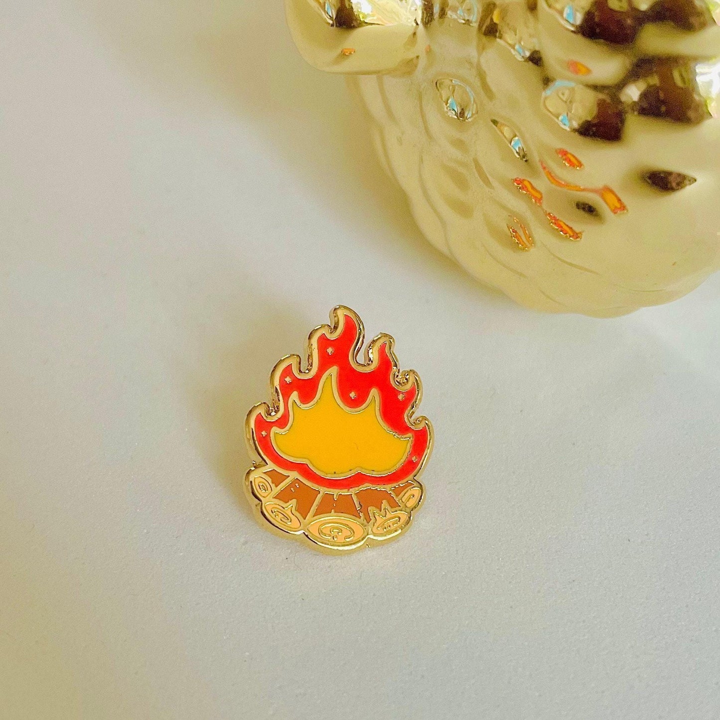 Campfire gold hard enamel mini pin