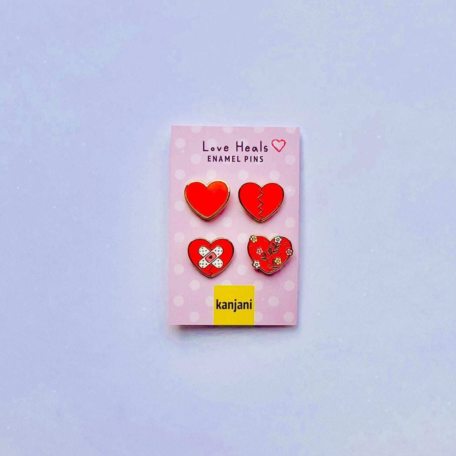 Heartbreak Healing Enamel Pins: Red Heart Mini Pin Set, Advent calendar
