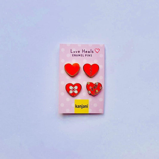 Heartbreak Healing Enamel Pins: Red Heart Mini Pin Set, Advent calendar