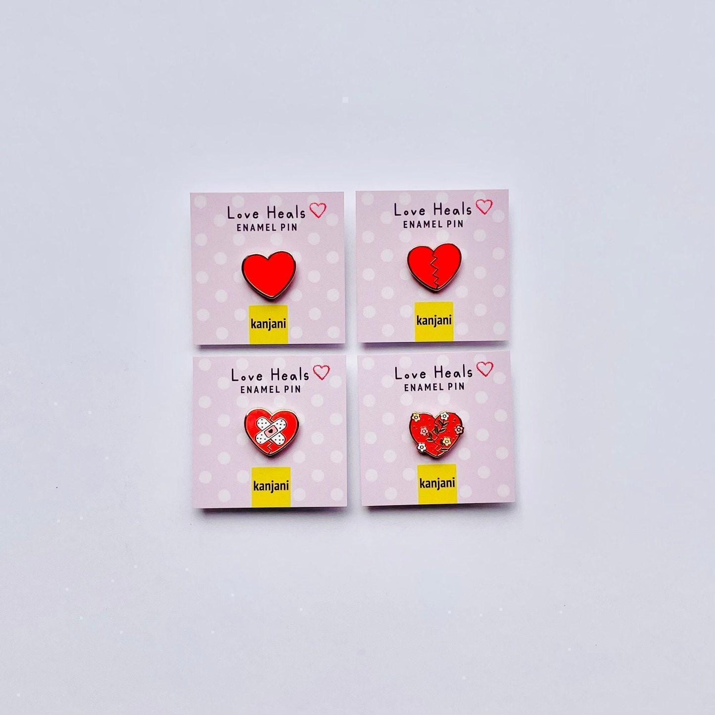 Heartbreak Healing Enamel Pins: Red Heart Mini Pin Set, Advent calendar